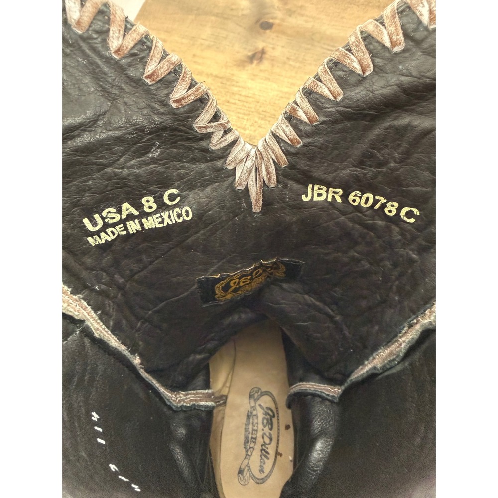 JB Dillon Buttercup Western Boots 8C Distressed Leather Cross Cutout Cowboy - Picture 8 of 15